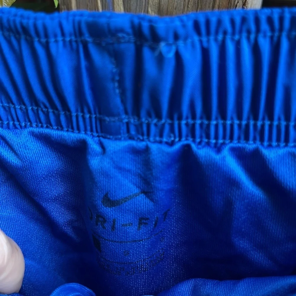 Nike Women's Blue and White Athletic Shorts - UK Logo